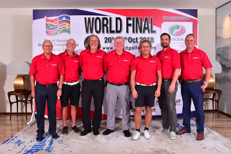 JOHOR, MALAYSIA- OCTOBER 21: Team WAGI of Denmark pictured during official Welcome Dinner and Flag Raising Ceremony of the World Amateur Golfers Championship (WAGC), World Final, at the Forest City Golf Hotel on October 21, 2018 in JOHOR, MALAYSIA . (Photo by Masuti / WAGC )